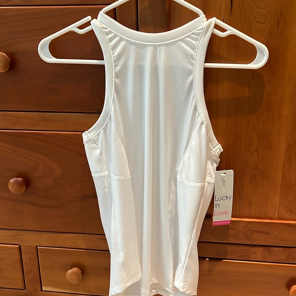 Lucky in Love tennis tank white
